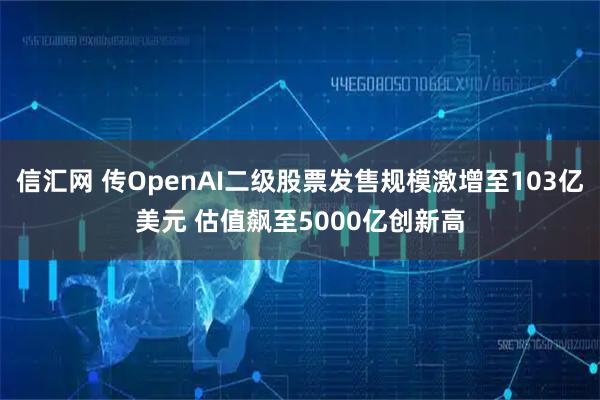 信汇网 传OpenAI二级股票发售规模激增至103亿美元 估值飙至5000亿创新高