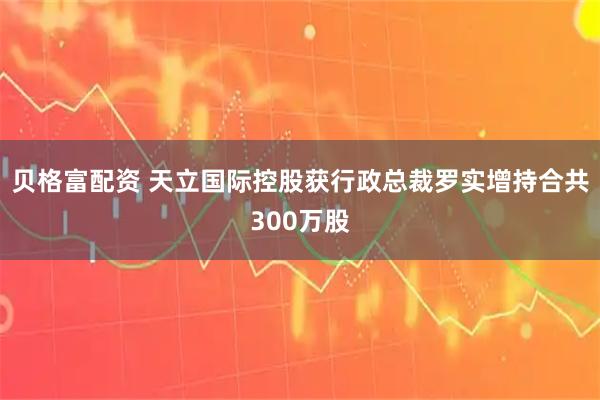 贝格富配资 天立国际控股获行政总裁罗实增持合共300万股